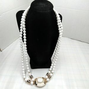 3/$30 VTG White Gold Double Strand Beaded Necklace
